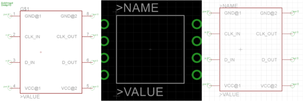 Figure 999. LED module library Left: Device Center: Package Right: Symbol