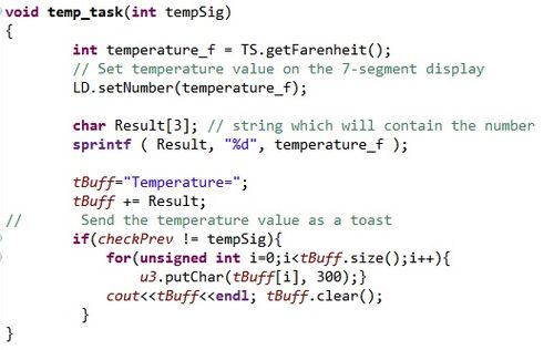 Temperature Task Code Snippet